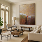 Two Forms with Red Sphere Abstract Painting for Thought - Provoking Study Spaces HENG033