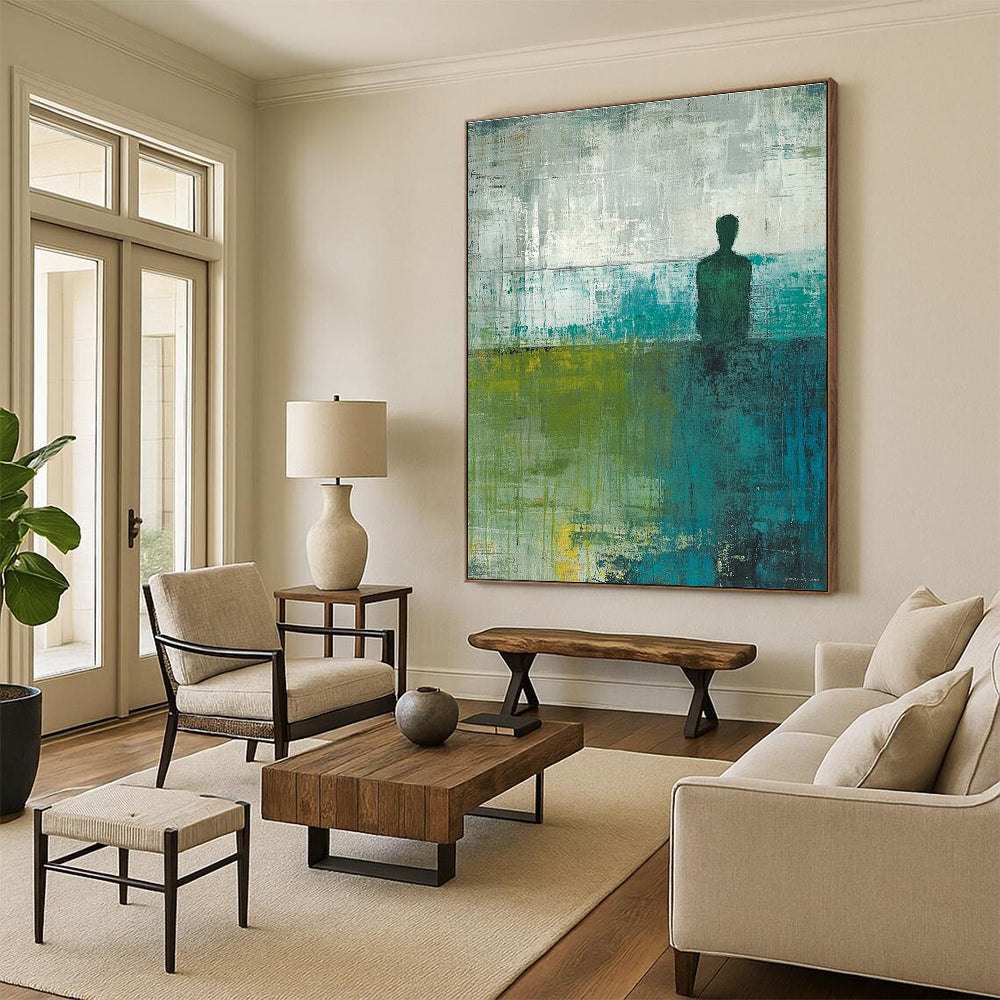 Solitary Figure Abstract Painting for Thoughtful Reading Nooks GAB0897