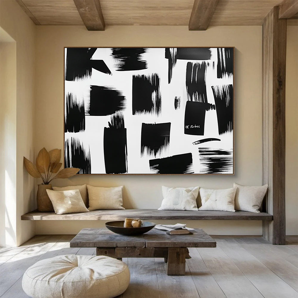 Black Brushstrokes on White  Bold Minimalism ABS061