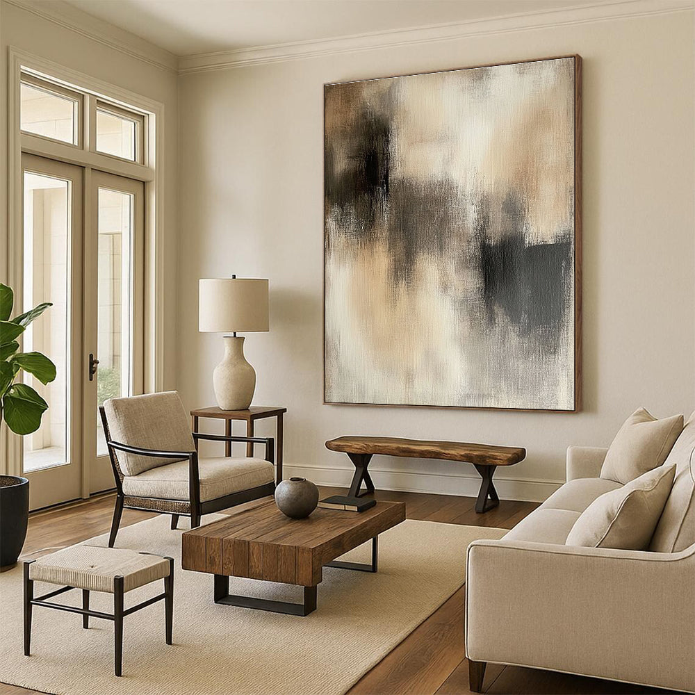 Monochrome Blur Abstract Painting for Zen - Inspired Meditation Centers GAB1217