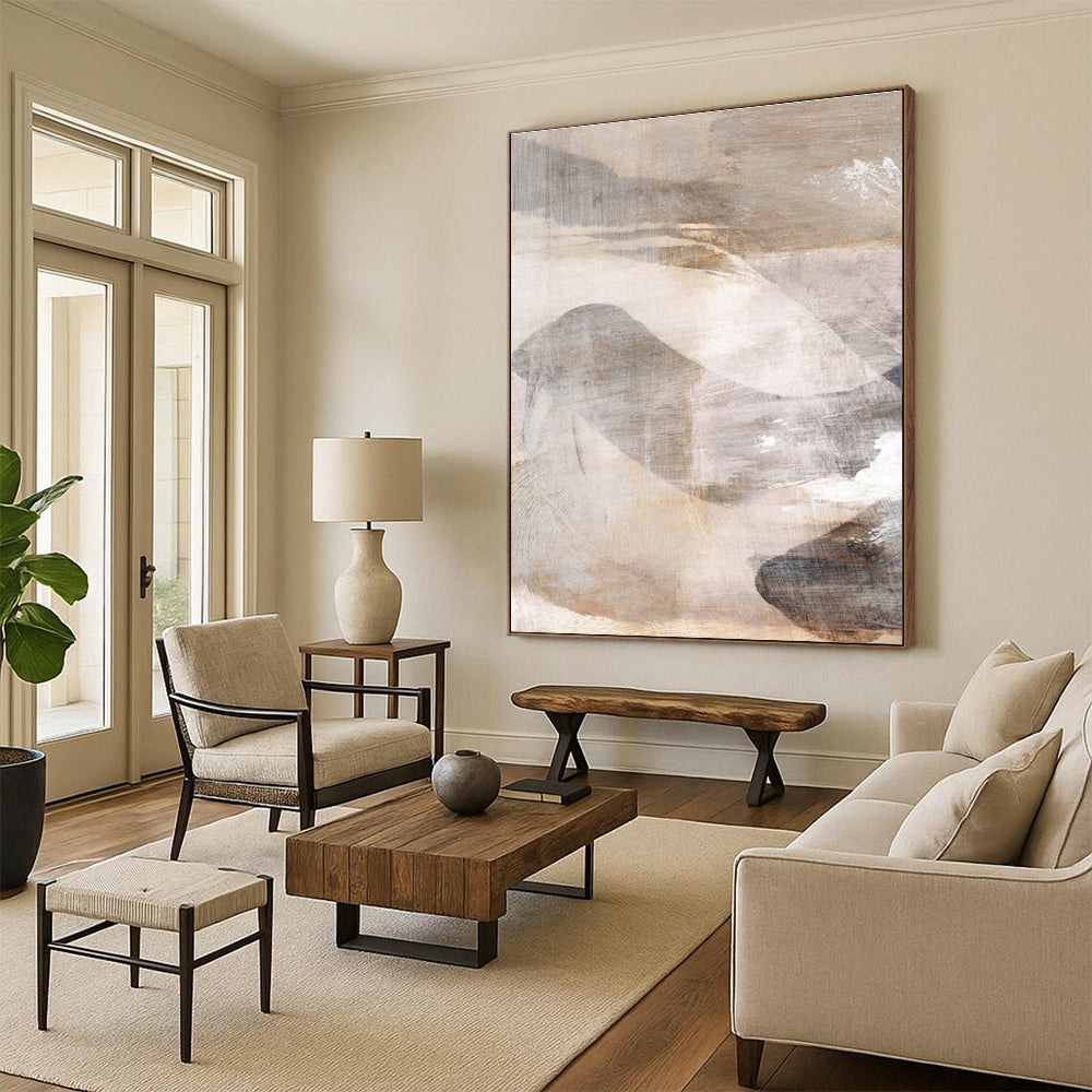 Earth - Toned Abstract Landscape Painting for Rustic - Style Living Rooms HENG210