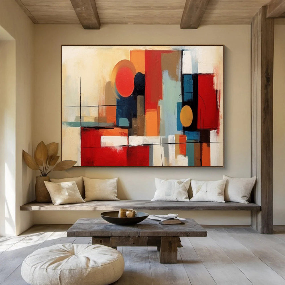 Geometric Color Block Abstract Painting for Urban Office Interiors YHT219