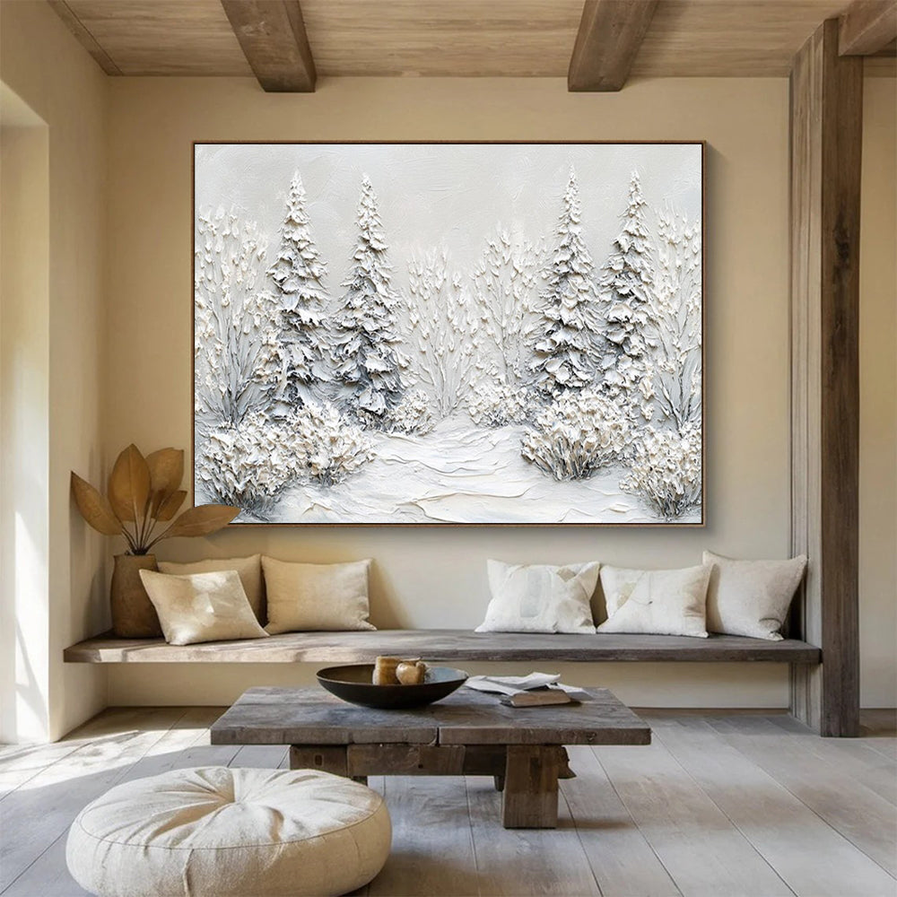 Textured Snow Forest Abstract Painting for Contemporary Art Galleries YHT422