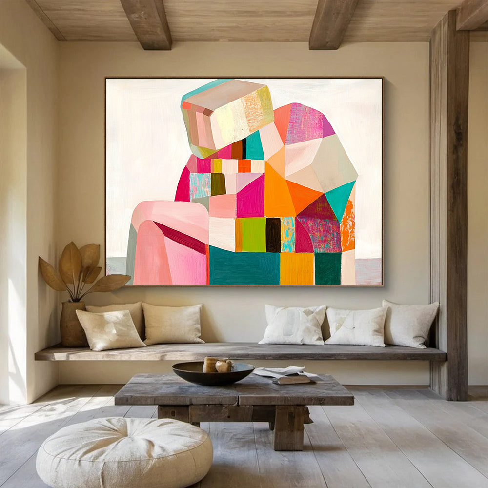 Colorful Geometric Figure Abstract Painting with Vibrant, Modern Shapes ABS512