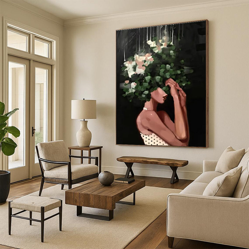 Woman with Floral Headpiece Painting for Bohemian - Styled Spaces HENG323
