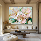 Pink Flowers with Gold Accents Abstract Painting ABS282