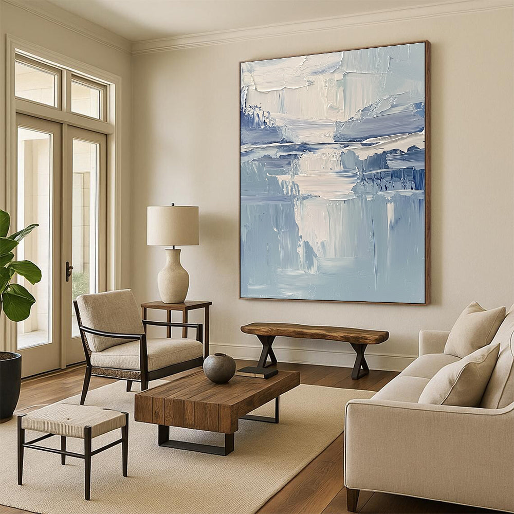 Textured Blue Abstract Painting with Calming Depths WINK761