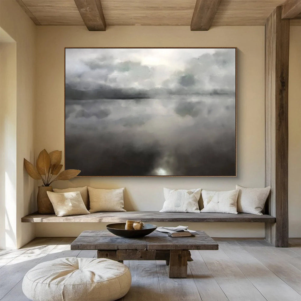 Misty Lake Abstract Painting for Lakeside Studies YHT124