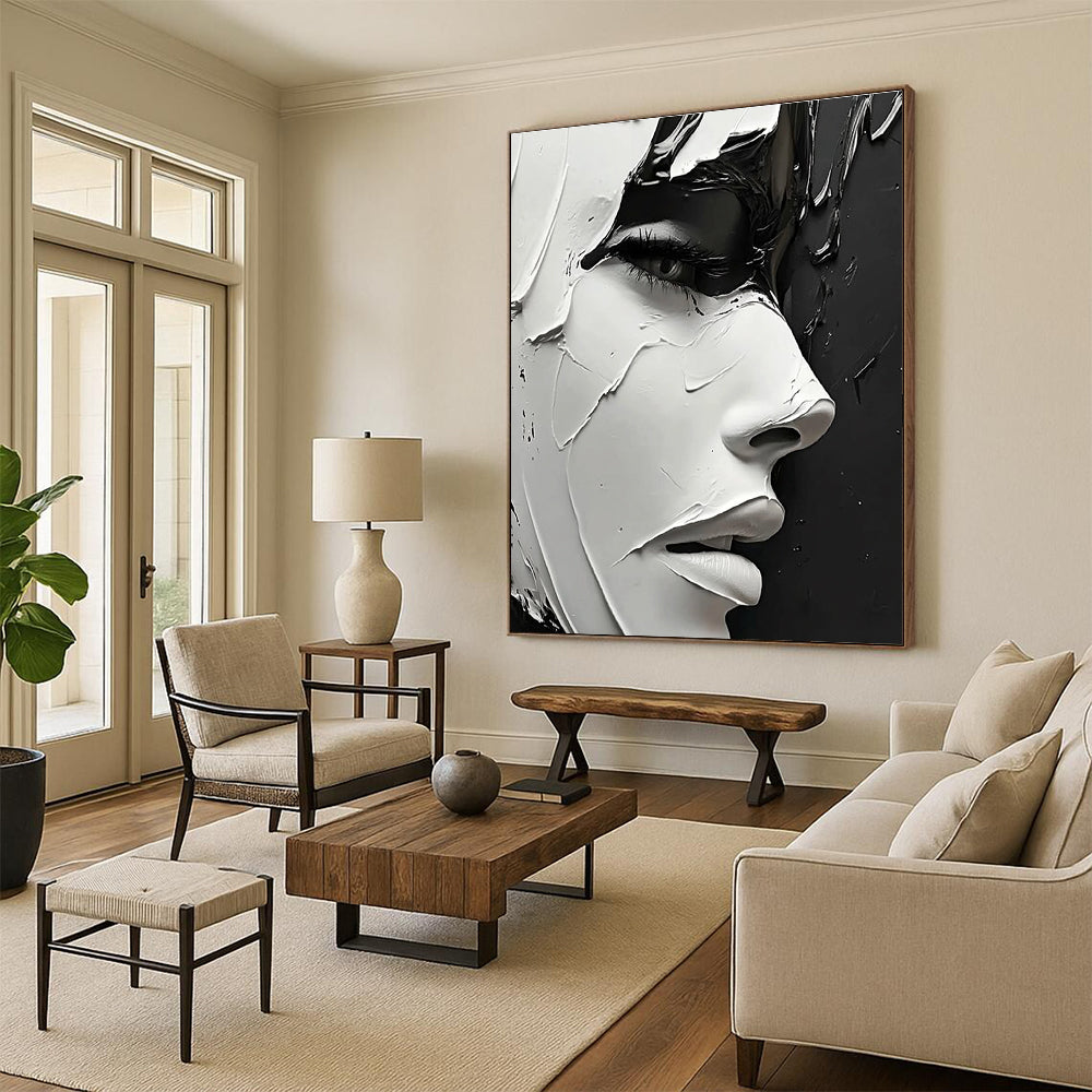 Textured Face Art Abstract Painting of Expressive Layers GAB0123
