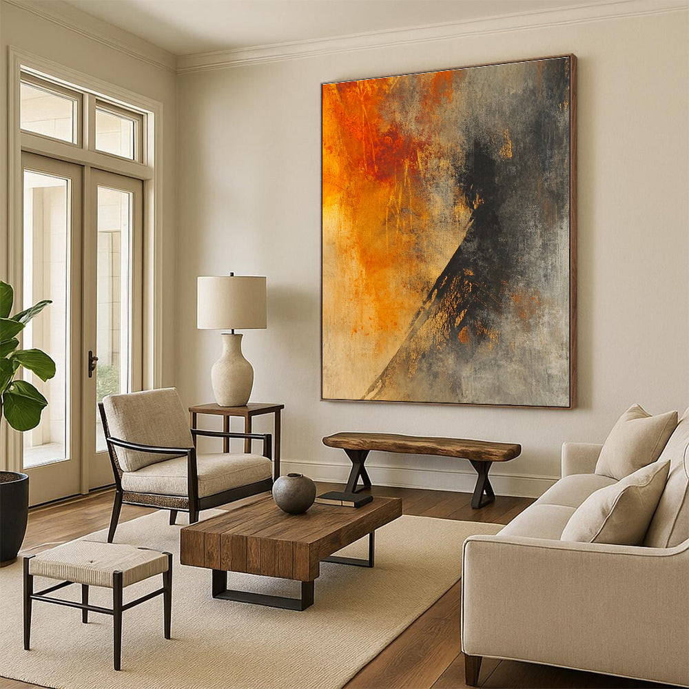 Warm and Cool Tones Abstract Painting with Dramatic Depth WINK800
