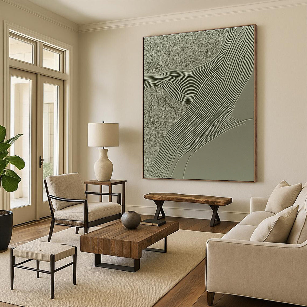 Textured Wavy Lines Abstract Painting with Tactile Rhythm WINK059