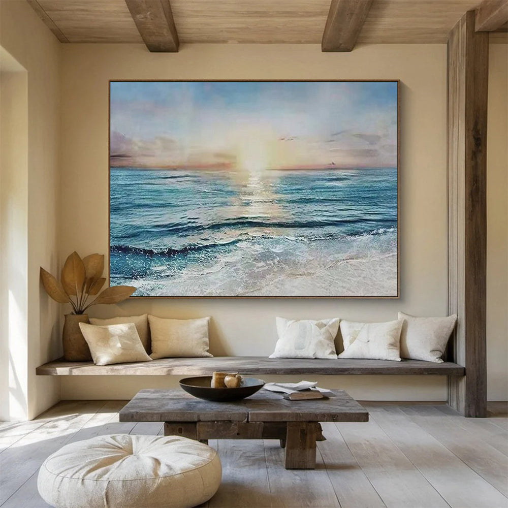 Sea Sunset Abstract Painting for Coastal Home Living Rooms YHT260