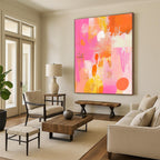 Pink and Orange Abstract Floral Painting for Cheerful Interiors GAB1452