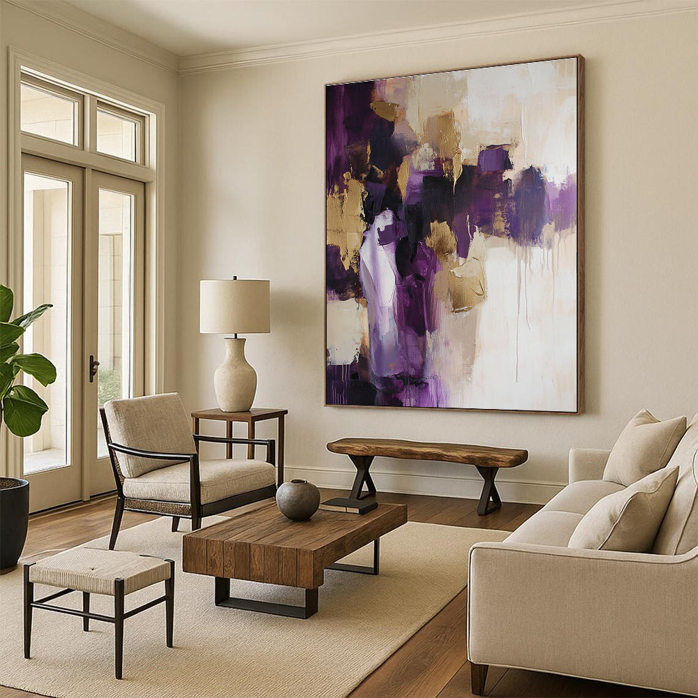 Purple Gold Beige Abstract Painting with Luxurious Warmth WINK462