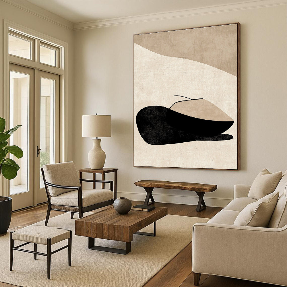 Beige Minimalist Geometric Art - Calm Abstract Composition GAB0436