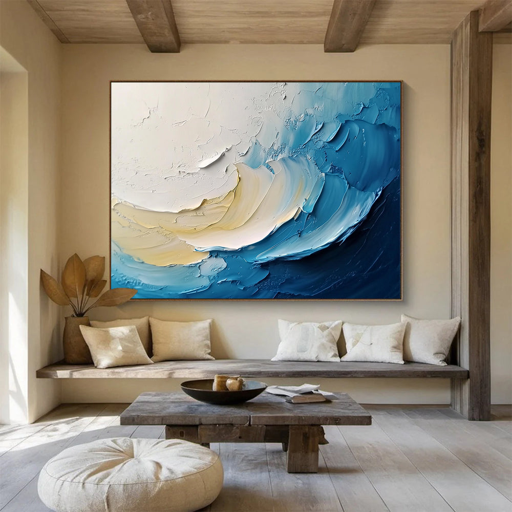 Textured Wave Abstract Painting with Dynamic, Tactile Layers ABS526