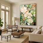 Textured Floral Abstract Painting for Serene Bedrooms HENG422