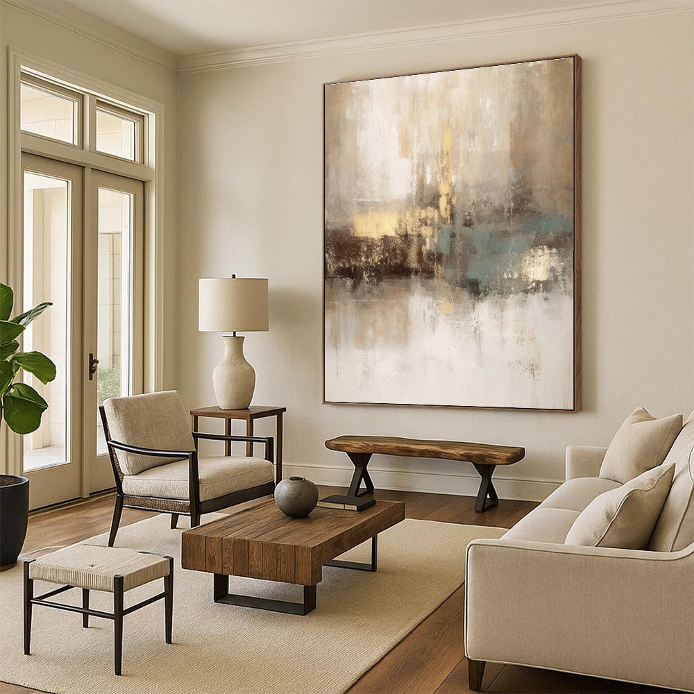 Neutral Tones Abstract Painting for Timeless Home Decor HENG068