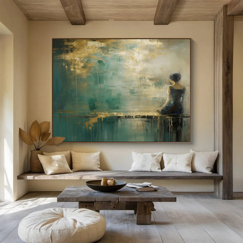 Woman by the Water Abstract Painting for Serene Interiors YHT086