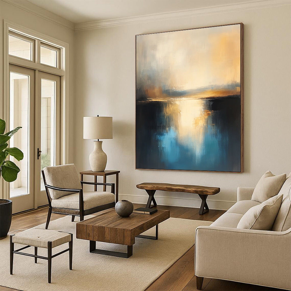 Reflective Horizon - Minimalist Landscape Abstract Painting GAB0629