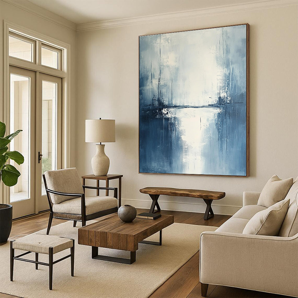 Blue and White Abstract Painting for Coastal - Inspired Bedrooms GAB0782