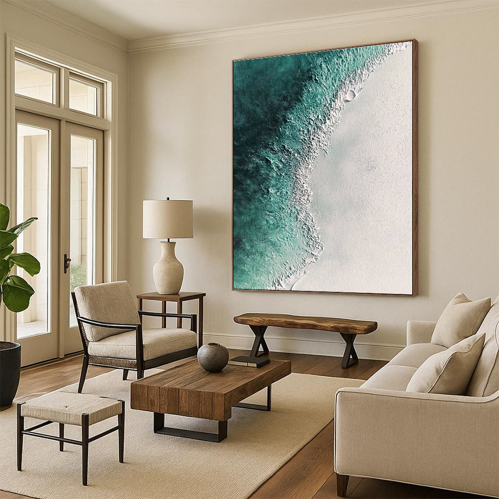 Turquoise Beach Abstract Painting for Tropical - Themed Resorts GAB1019