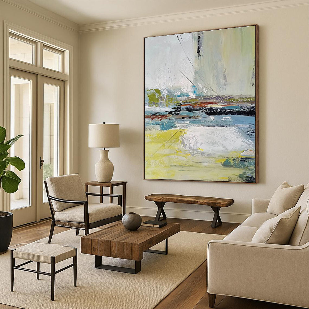 Vibrant Abstract Landscape Abstract Painting for Art Gallery Installations HENG052
