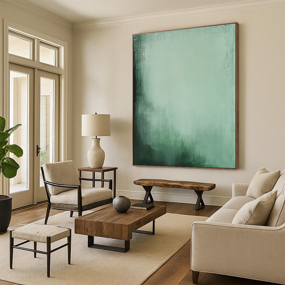 Green Gradient Calming Abstract Painting for Spa - like Spaces GAB1506