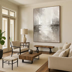 Monochrome Sailboat Abstract Painting for Serene Study Nooks GAB0822