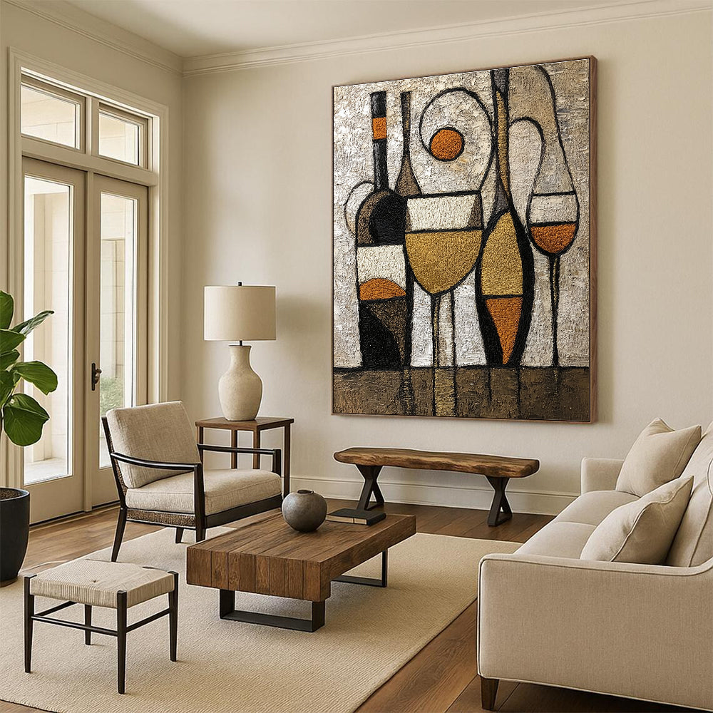 Abstract Wine Still Life Painting for Sophisticated Wine Bars GAB0834
