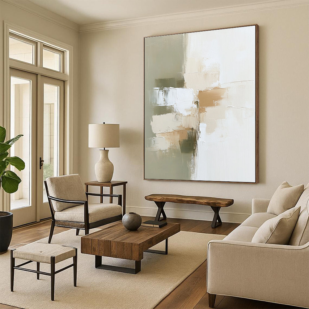 Neutral Tone Abstract Painting for Calm Office Reception Areas GAB0847