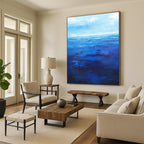Deep Blue Ocean Abstract Painting for Nautical - Themed Studies HENG345