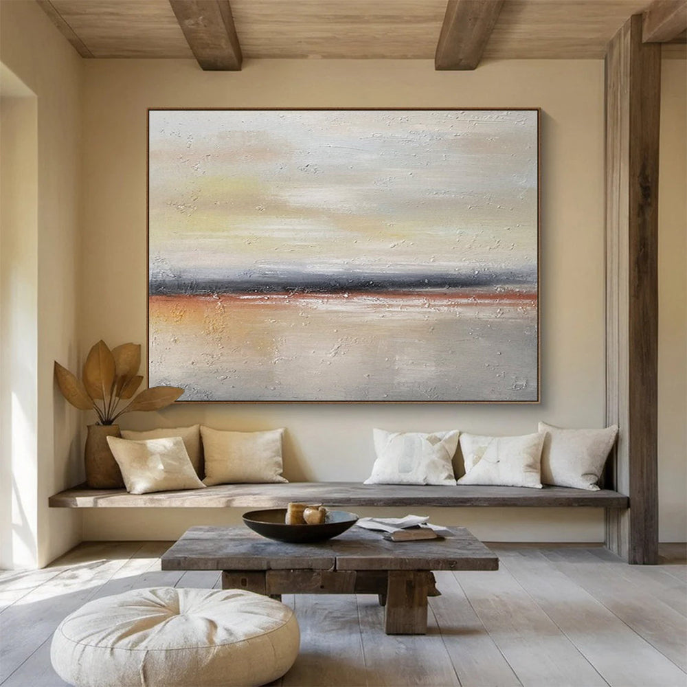 Minimalist Sunset Stripes Abstract Painting for Minimalist Interiors YHT018