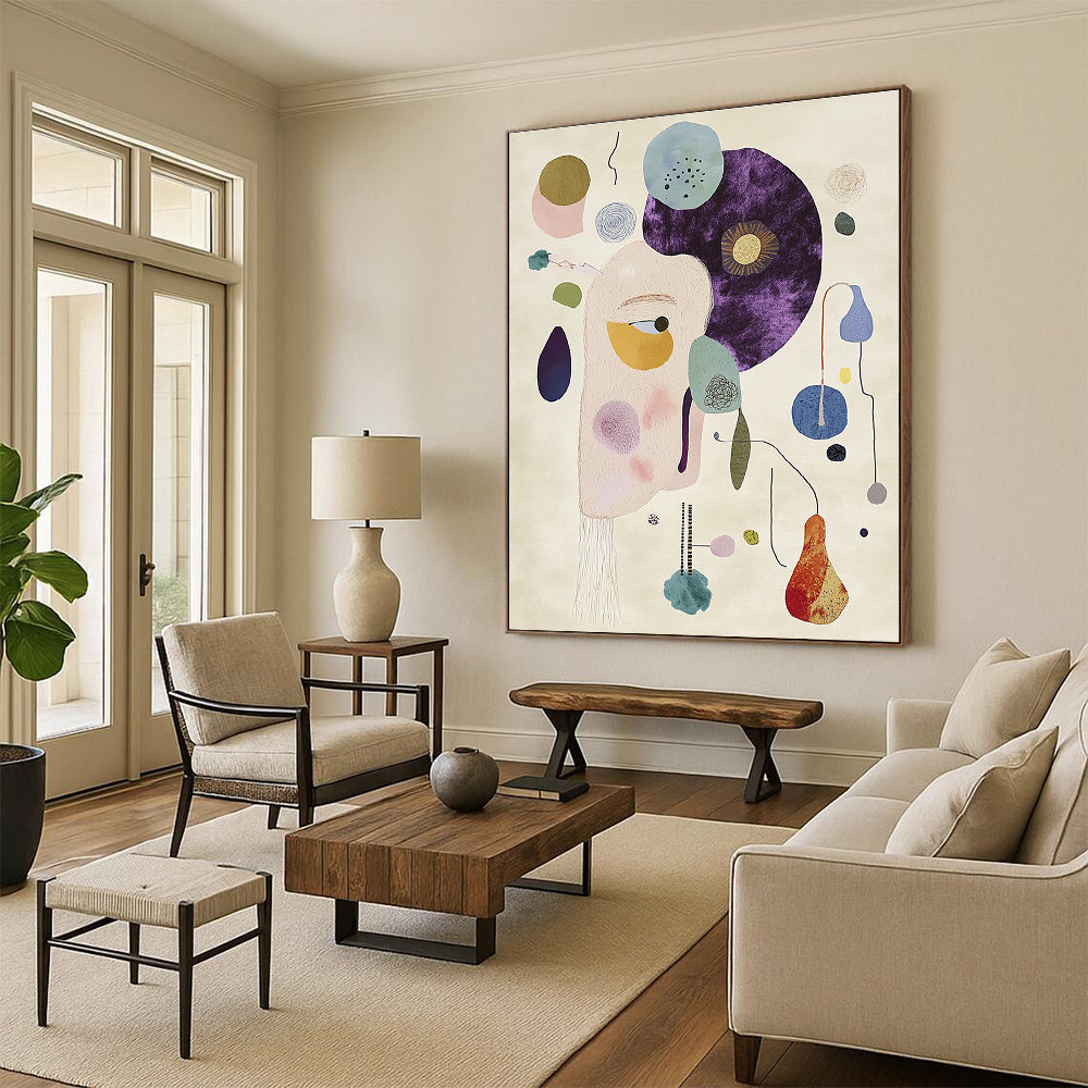 Whimsical Abstract Face Creative Abstract Painting for Eclectic Homes GAB1396