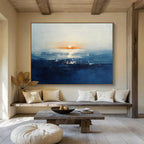 Sunset Sea Abstract Painting with Soft Color Blends ABS277
