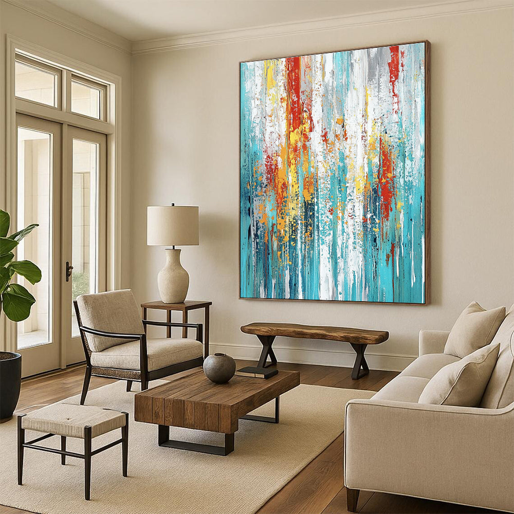 Colorful Dripping Stripes Abstract Painting for Vibrant Creative Hubs GAB0839