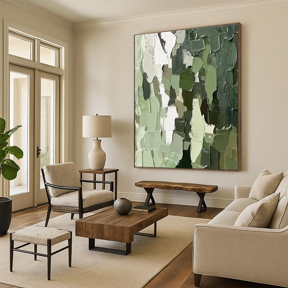 Green Textured Abstract Painting for Nature - Inspired Home Offices GAB1248
