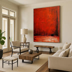 Deep Red Minimalist Space Abstract Painting of Intense Stillness GAB0165
