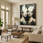 Cubist Faces Modern Abstract Painting for Contemporary Art Lovers GAB1494