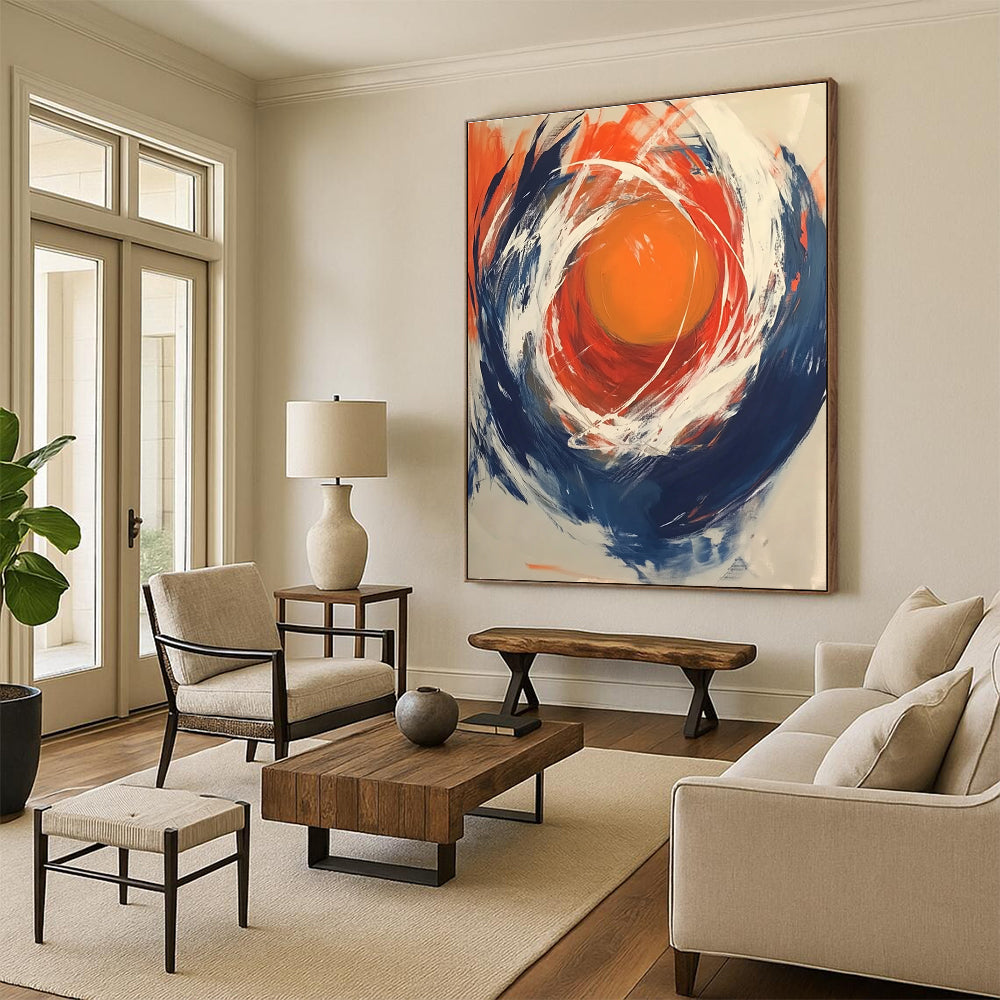 Circular Color Swirl Abstract Painting for Vibrant Fitness Studio Walls GAB1198