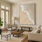 Beach Wave with Intricate Foam Abstract Painting with Detailed Textures GAB0078