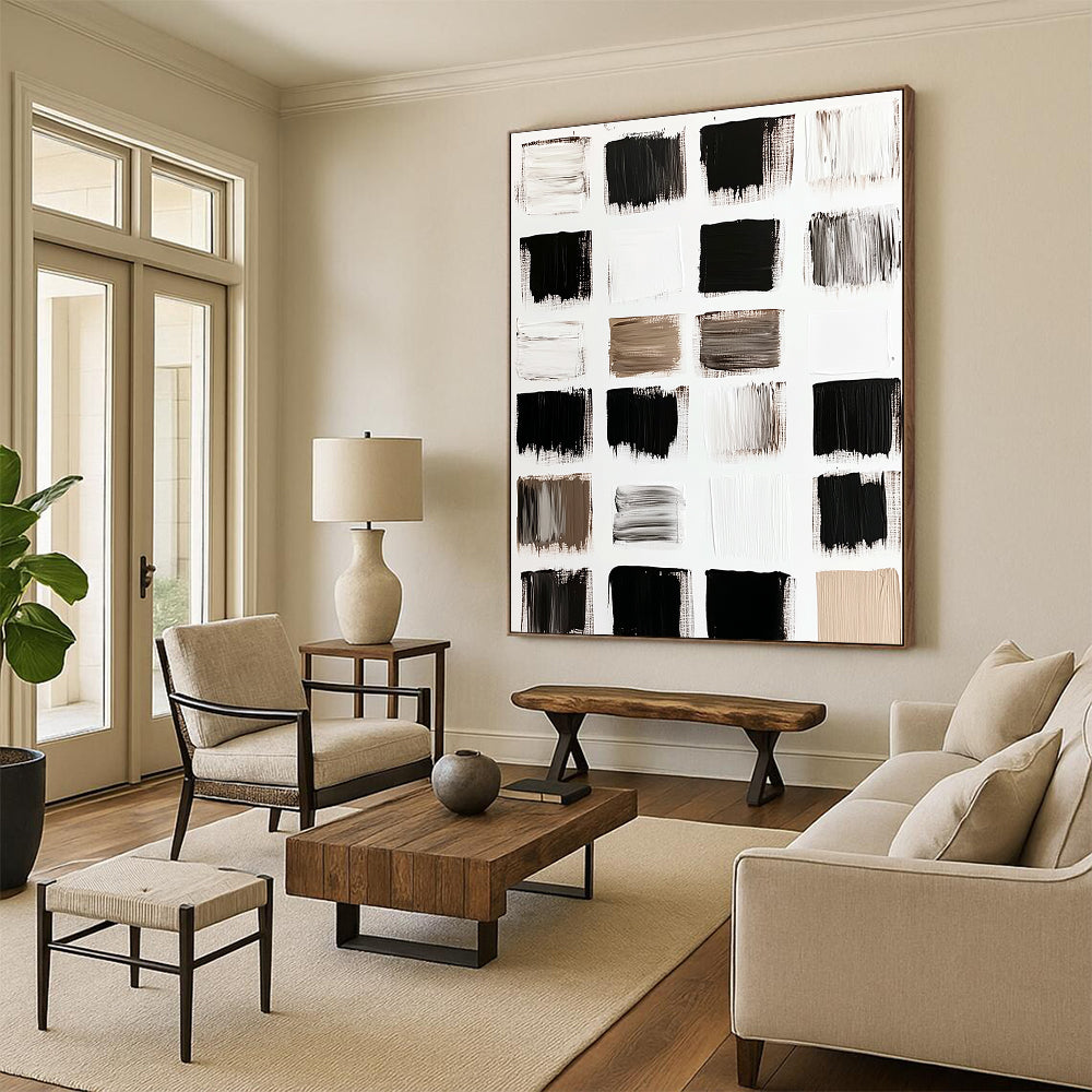 Monochrome Color Swatches Abstract Painting with Textured Hues WINK111
