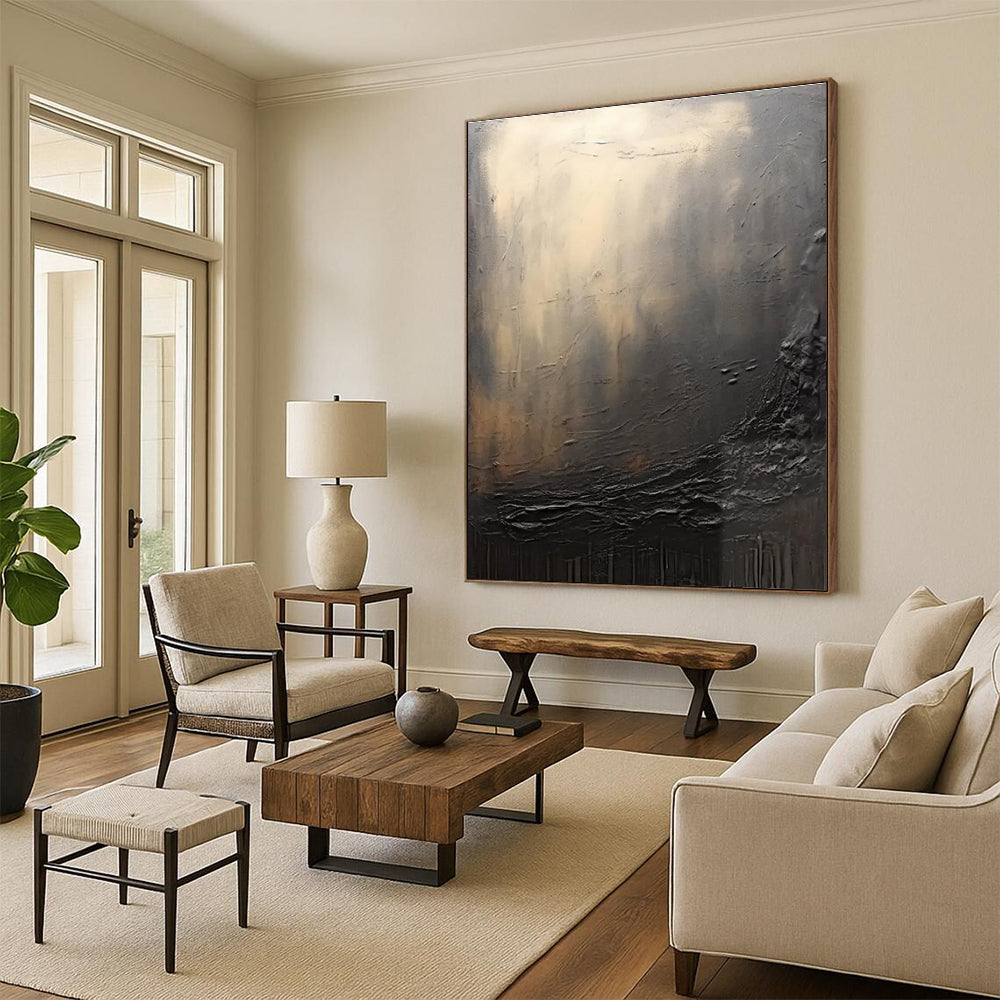 Dark Textured Abstraction Painting for Dramatic Home Theaters HENG449