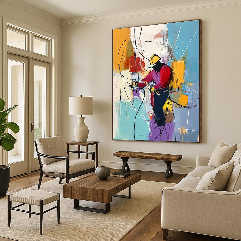 Abstract Worker Painting for Industrial - Styled Offices GAB1036