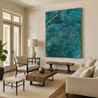 Teal and Gold Circles Luxurious Abstract Painting GAB0371
