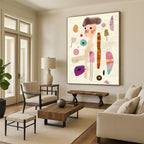 Whimsical Character Collage Abstract Painting for Playful Children’s Rooms GAB1362