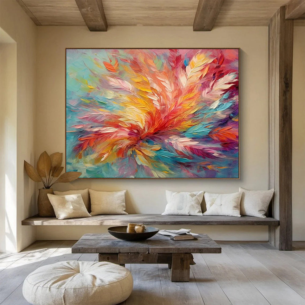 Colorful Wave Rhythm Abstract Painting for Modern Beachfront Resorts YHT302