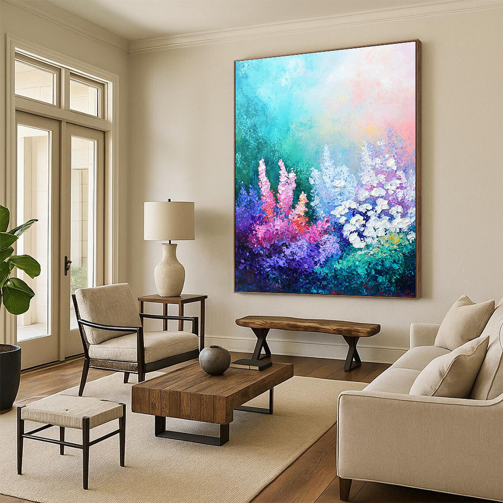 Colorful Flower Field Vibrant Landscape Abstract Painting GAB0273
