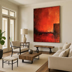 Red Abstract Composition Bold Abstract Painting for Dramatic Spaces GAB1428