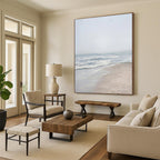 Serene Beach Scene Abstract Painting for Coastal - Themed Spaces HENG310